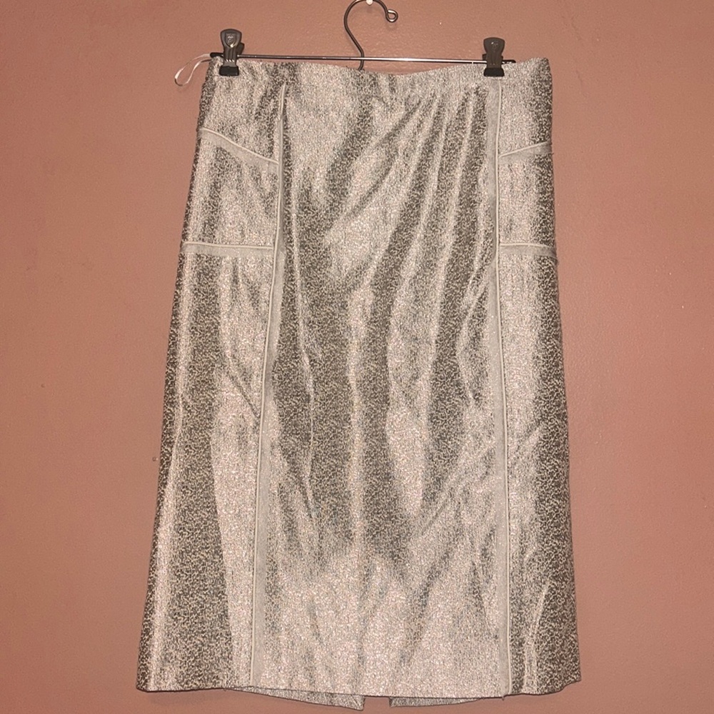 J. Crew COLLECTION Silver Pencil Skirt Midi Length 6